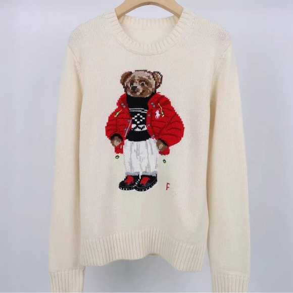 Polo Ralph Lauren Cream Sweater with Bear Design - Picture 1 of 5